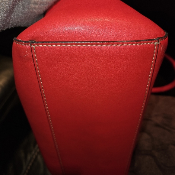 Anne Klein Red Satchel Shoulder Bag with Crossbody Strap Gold Hardware - Picture 13 of 14